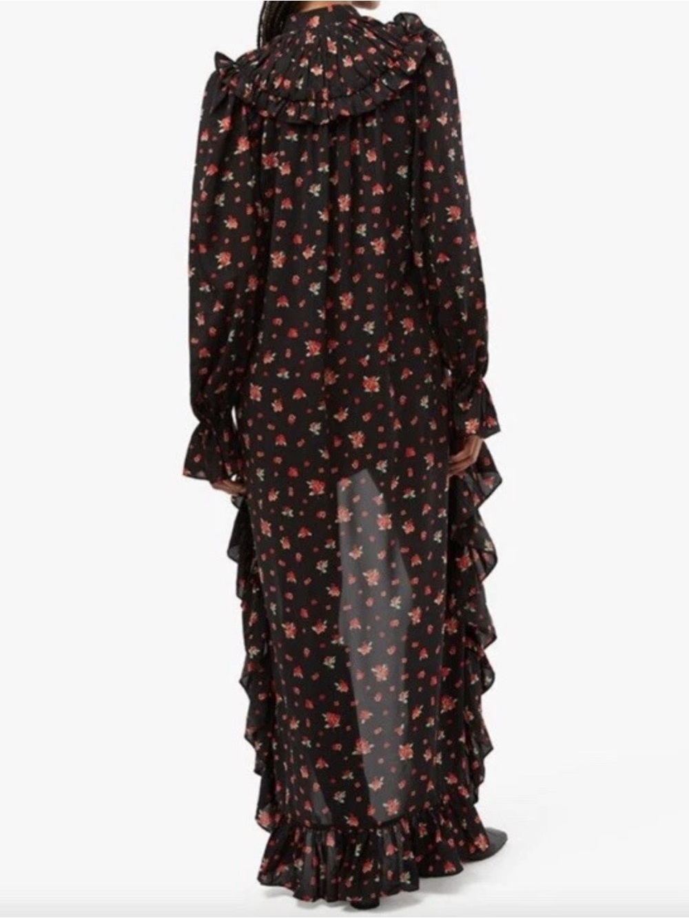 WEWOREWHAT Polka Dot Floral High Low Dress Black Floral XL - Picture 3 of 9